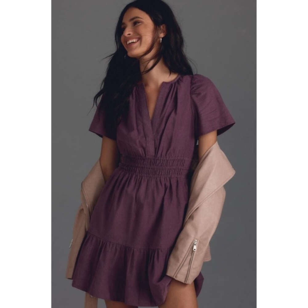 Anthropologie The Somerset Mini Dress Corduroy in Lavender Purple L